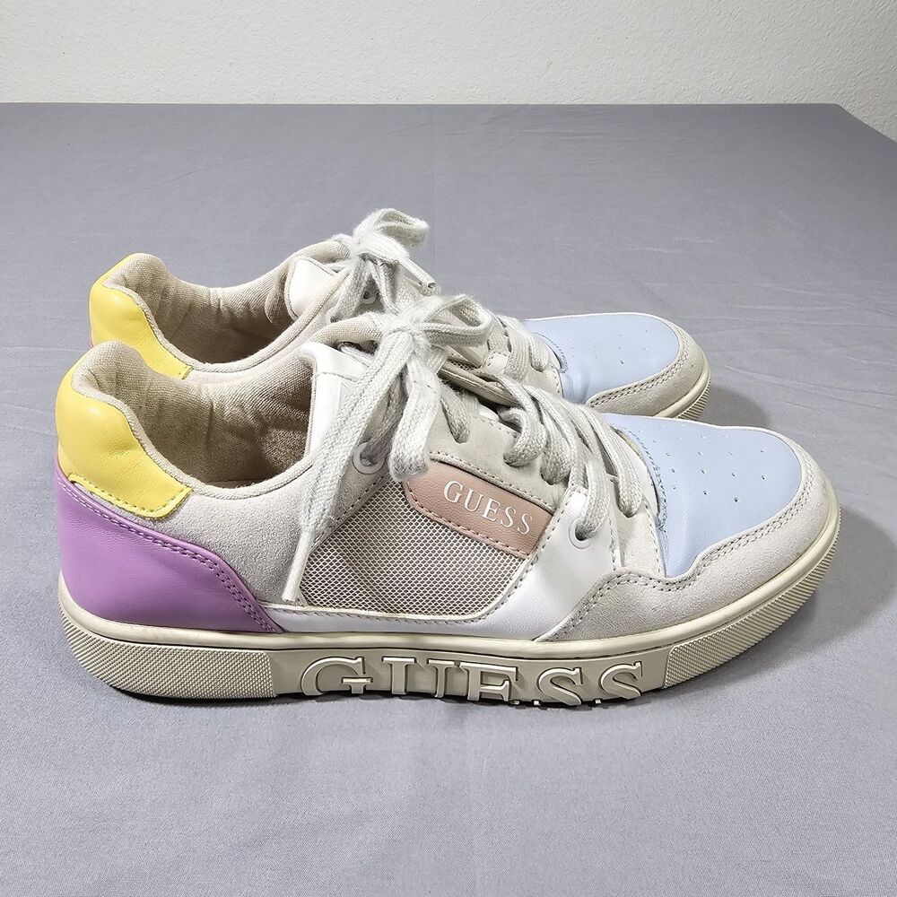 Guess Julien Colorblock Sneakers Womens 7.5 M Pastel Blue Purple Pink Yellow